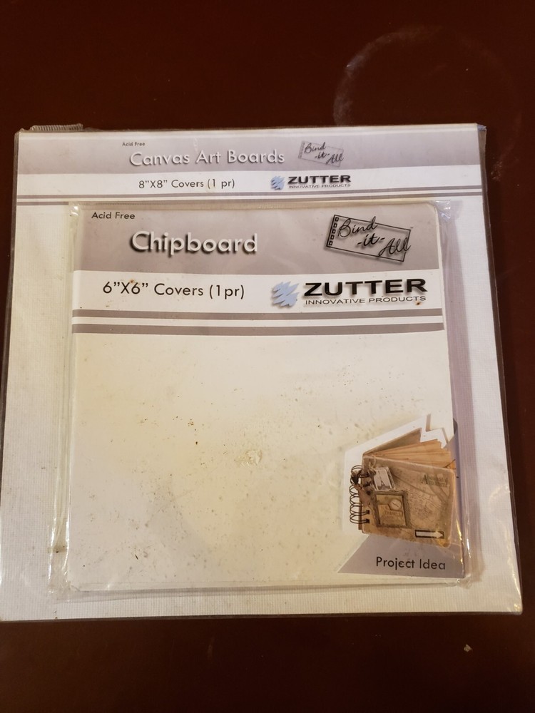 NEW Zutter Chipboard Pair 6″X6″ Covers & Canvas Art Board Pair 8″x8″ Covers