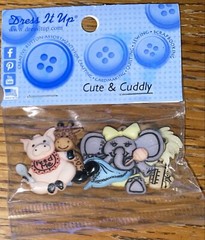 Dress it up Memory Mates- Cute & Cuddly- Animal Buttons Scrapbook Embellishments