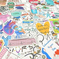 50 Pcs Cartoon Nurse Stickers – Waterproof Vinyl Decals for Smooth Surfaces