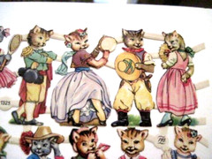 Sweet 1950’s PZB Die Cuts of Darling Cats Dressed in Human Costumes *
