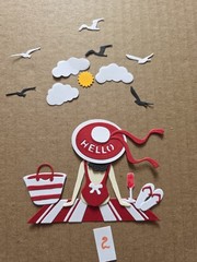 1 Summer Beach Girl Looking At Birds Cardstock Card See Pics #1-6