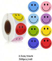 500pcs Roll Cute Face Reward Stickers – Self-Adhesive for Gifts & Sealing – NEW