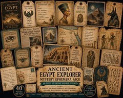 Ancient Egypt Explorer Mystery Ephemera Pack – 40 Pieces – Egyptian Junk Journal