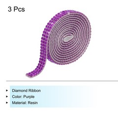 0.3 Inch 3 Yards Self Adhesive Crystal Rhinestone Diamond Ribbon Purple