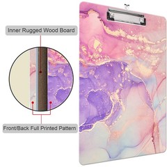 Fashion Clipboard, A4 Letter Size Wooden Decorative C-pink Purple Marble