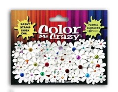 80 Florettes – DIY – WHITE with Multi-Coloured Jewels – 15-25mm Petaloo I