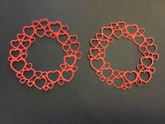 Hearts Circle Frame Heart Round Frame Die Cut Embellishments 6 pcs 3-7/8″
