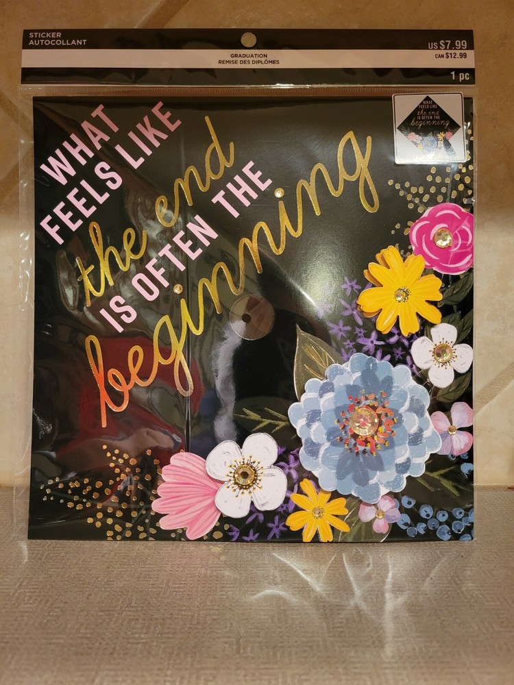 Graduation Cap BLING STICKERS – End=Beginning- 1 pcs