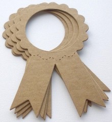 {4} *AWARD RIBBON* Bare Prize Winning Ribbons Chipboard Die Cuts – 2.5″ x 3 7/8″