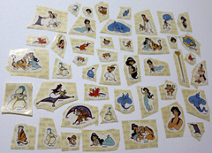 LOT OF 45 VINTAGE VERY RARE DISNEY WORLD CUT ALADDIN STICKERS NEW & UNUSED!