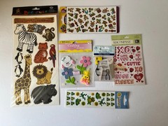Scrapbooking Supplies lot – Paper, Stickers & Clear Case – Mixed Brands