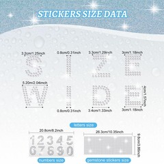 3 Sheets Glitter Letters Rhinestone Sticker Letter Bling Crystal Alphabet Number