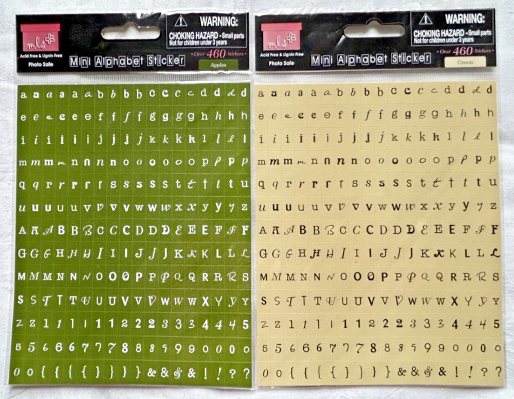 MY LITTLE SHOEBOX Scrapbook Mini Alphabet Stickers Apple Green & Cream 460 x 2