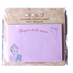 3 New Korean Vtg Paper Doll Mate Memo Pad 30 Sheet 7.5 x 5cm Stickers Pink girl