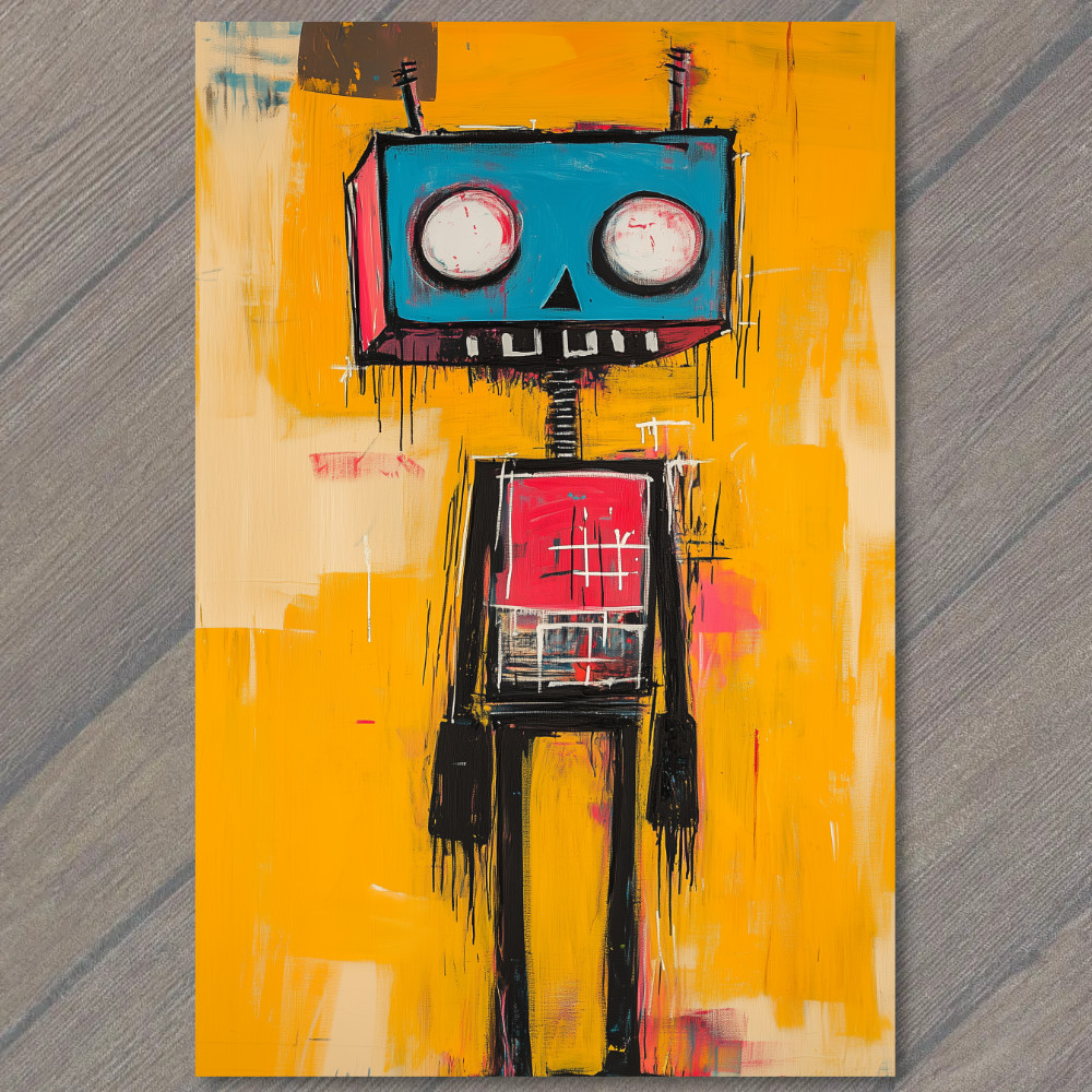 STICKER Abstract Robot Graffiti Red Blue Yellow Bold Urban Street Pop Bold