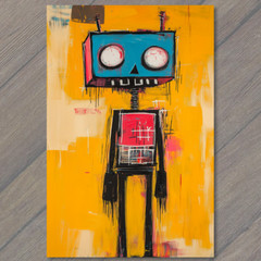 STICKER Abstract Robot Graffiti Red Blue Yellow Bold Urban Street Pop Bold