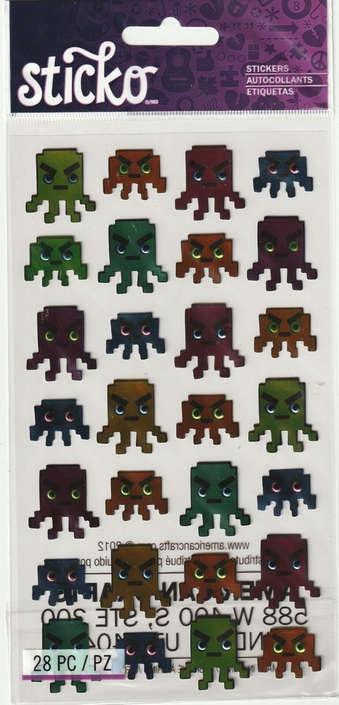 Sticko flat stickers SPACE CRITTERS PacMan Digital theme 95930 FAST FREE ship!