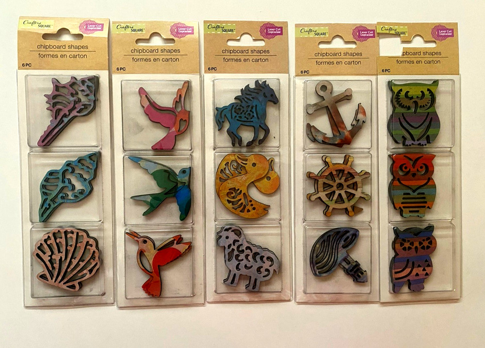 5 Packs Crafters Square Laser Cut Chipboard Shapes Assorted 6pcs Each Packet New