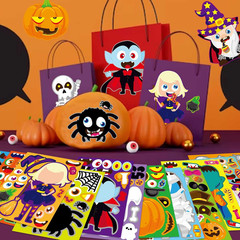 48 PCS Halloween Make-A-Face Stickers Halloween Characters Stickers for Kids Mak