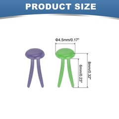 1000 PCS Paper Brass Fasteners Split Pins, Green/Purple, 4.5 x 8 mm