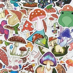 50 Cartoon Mushroom Cute Plant Scrapbooking Kawaii Skateboard Aesthetic Stickers
