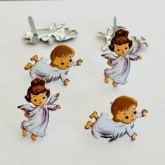 ANGEL SCRAPBOOKING DECORATIVE BRADS EYELET OUTLET 8 PCS 2 DESIGNS