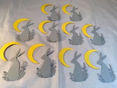 Easter Die Cuts * Midnight Hare * 10 Sets * White or Gray Cardstock * Cute!