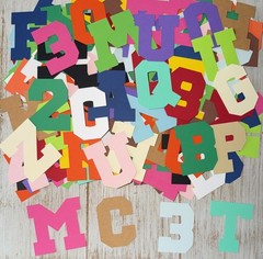 Mixed paper alphabet and numbers grab bag lot die cuts cutouts 320 pieces