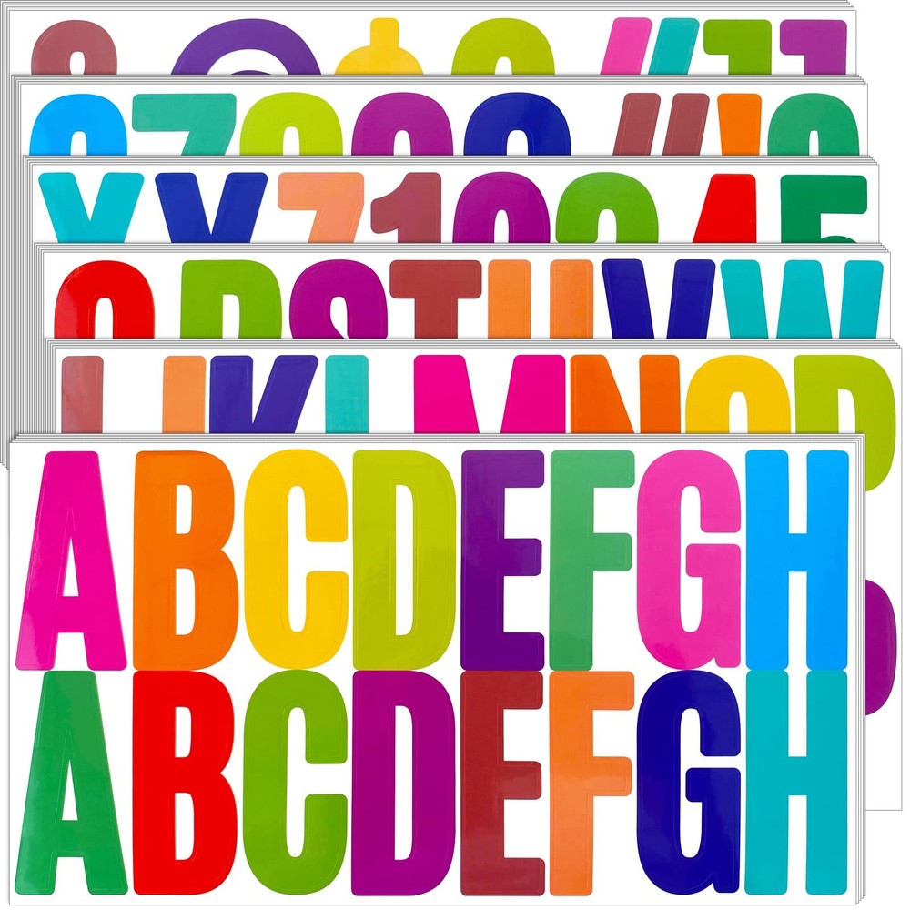 Bemeol 500 Pieces 30 Sheets Large Letter Stickers 2.5 Inch Inch, Colorful