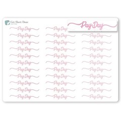 Payday Script Planner Stickers / 30 Gold Foiled Text Headers (1.5”) /  Pay…