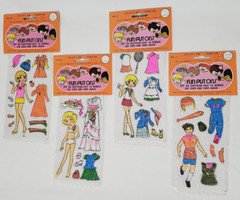 4 Vtg Stick On Girl Doll Theme 1970s Bella Fun Put Ons Sealed NOS New Lot