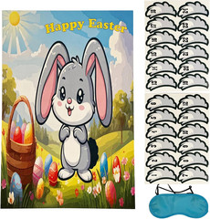 Easter Pin The Tail Bunny Game 24 Sticker Tails Blindfold Party Activity