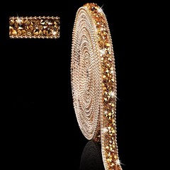 1 Roll 108″ x 0.4″ Gold Bling Crystal Rhinestone Diamond DIY Decor Sticker Decal