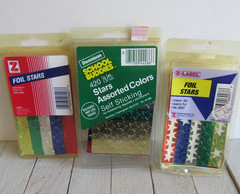 vtg Lot Dennison & Z Label Self Sticking Stars Red Blue Gold Silver ***READ***