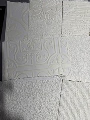 10 Assorted Vintage Textured White Wallpaper Samples / Remnants. Set 4.