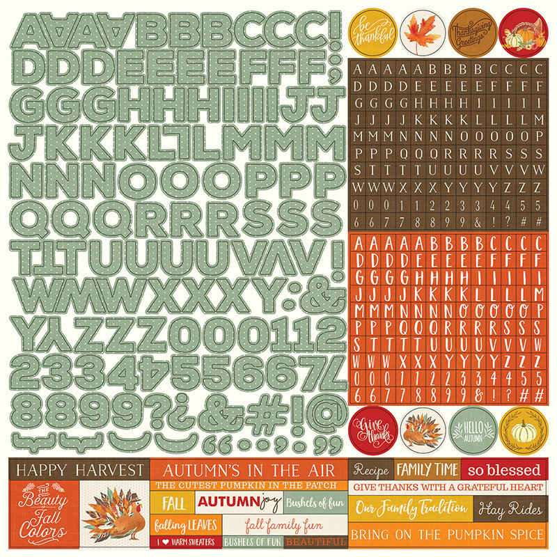 (1) 12×12 Sheet of Photo Play Paper FALLING LEAVES Fall Theme Alphabet Stickers