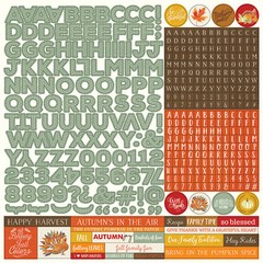 (1) 12×12 Sheet of Photo Play Paper FALLING LEAVES Fall Theme Alphabet Stickers