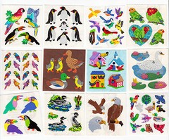 Vintage Sandylion Bird Stickers Glitter Prism Penguin Parrot Swan – You Choose