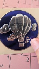 Vintage Stickers Illuminations Hot Air Balloon Silver Foil Embossed Sticker READ