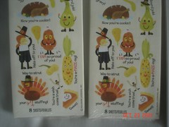 LOT 4 SEALED PKGS. HALLMARK STICKERONI STICKERS 8 Sheets per Pkg. THANKSGIVING+