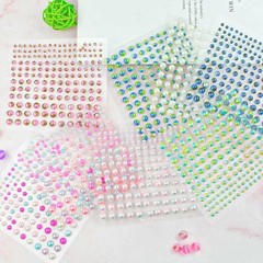 1320 Pieces Self Adhesive Pearl Stickers for DIY Crafts 8 Sheets Colorful Flat B