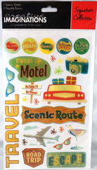 Creative Imaginations Retro Road Trip Epoxy Stickers Motel Scenic Route 66 Rare