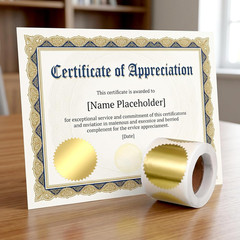 250 PCS Gold Seal Stickers, Gold Foil Embossing Stickers, 2 Inch round Self