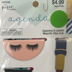 The Paper Studio AGENDA 52 Paperclips EYELASHES & LIPSTICK Magnetic Clips 6 pcs