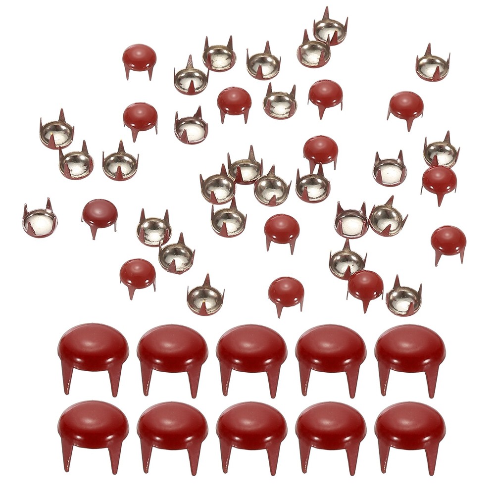 6mm Metal Studs Spots 100Pcs Round Dome Claw Beads Nailhead, Red