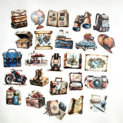 Travel Navigation Stickers Junk Journal Collage Scrapbooking