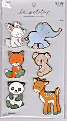La Petites BABY ANIMALS (6pc) DIMENSIONAL STICKERS w/GLITTER ACCENTS