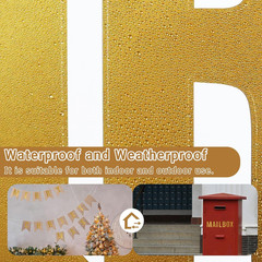 4 Inch Gold Letter Number Sticker, Self-Adhesive Waterproof & Tear-Resistant Lar