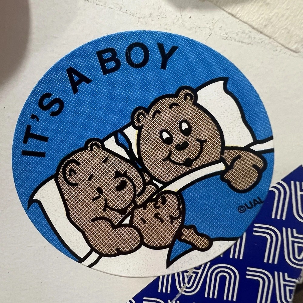 UAL OB318 «It’s a Boy» Baby Bear Roll Stickers, Blue/White/Brown/Black