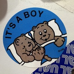 UAL OB318 «It’s a Boy» Baby Bear Roll Stickers, Blue/White/Brown/Black